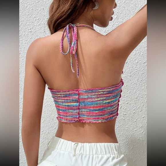 🌸multicolor halter crop top🦋💜🩷🦚🌻🪺best-color scheme (pics variations Xact) - Picture 3 of 7